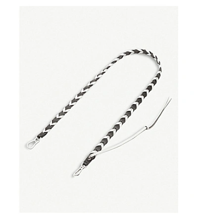 Loewe Thin Braided Leather Strap In Black/white