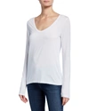 Splendid Valley 2x1 Rib Long-sleeve V-neck Tee In White