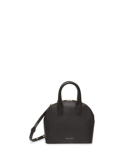 Mansur Gavriel Vegetable-tanned Mini Top Handle Bag In Black Fiamma (black)