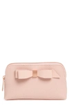 TED BAKER EMMAHH BOW SMALL LEATHER COSMETICS CASE,WXG-EMMAHH-DH9W