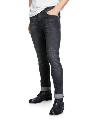Belstaff Skinny-fit Panelled Stretch-denim Jeans In Black