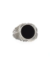 EMANUELE BICOCCHI MEN'S FEATHERED BLACK ONYX RING,PROD146250185