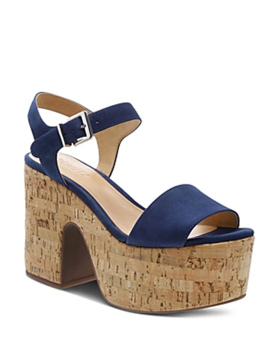 Schutz Women's Glorya High-heel Platform Sandals In Dress Blue Nubuck Leather