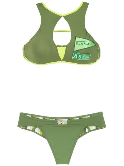 Amir Slama Bikini Top With Patch In Green