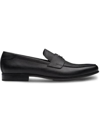 Prada Black Saffiano Leather Loafers