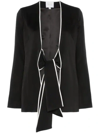 Galvan Black And White Bianca Tie Front Crepe Jacket