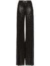 ASHISH ASHISH SEQUIN EMBELLISHED SPLIT FRONT TROUSERS - 黑色