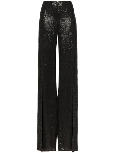 Ashish Sequin Embellished Split Front Trousers In Black