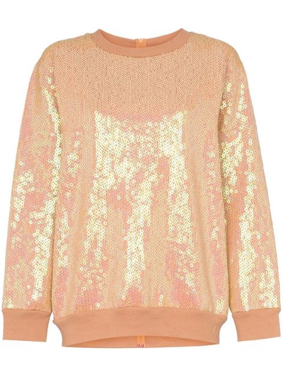 Ashish Sequin Rear Zip Cotton-blend Sweatshirt - 大地色 In 109 - Neutrals