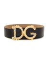 Dolce & Gabbana Baroque Dg Logo Leather Belt In Black
