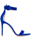 Gianvito Rossi Blue 105 Ankle Strap Suede Sandals In Blue