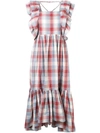 ULLA JOHNSON FREIDA CHECKED MIDI DRESS