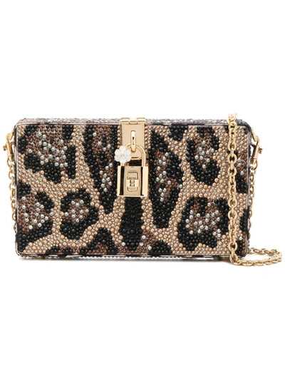 Dolce & Gabbana Dolce Box Clutch With Fusible Rhinestones In Animal Print