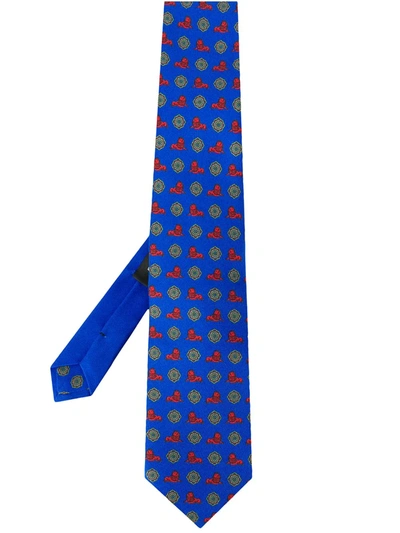 Etro Lion Print Tie - 蓝色 In Blue