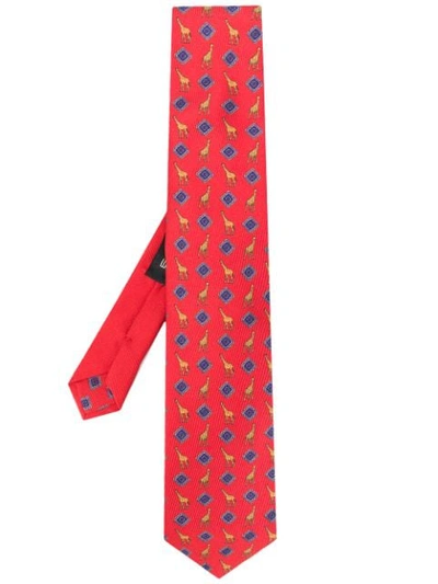 Etro Giraffe Print Tie - 红色 In Red