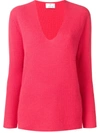 ALLUDE ALLUDE LONG-SLEEVE FITTED SWEATER - PINK