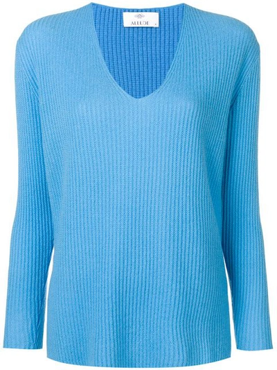Allude Long-sleeve Fitted Sweater - 蓝色 In Blue