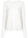ALLUDE ALLUDE LONG-SLEEVE FITTED SWEATER - WHITE