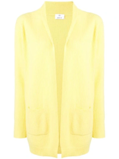 Allude Ribbed Draped Cardigan In Yellow