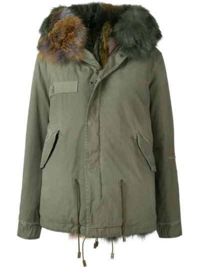 Mr & Mrs Italy Fur Hooded Jacket In Green