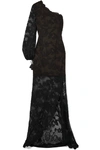 OSCAR DE LA RENTA ONE-SHOULDER TASSELED CORDED LACE GOWN