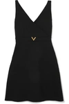 VALENTINO EMBELLISHED STRETCH WOOL-BLEND MINI DRESS