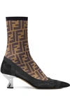 FENDI PRINTED STRETCH-MESH SOCK BOOTS