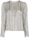 ASHISH ASHISH LONG SLEEVE SEQUIN TOP - 银色