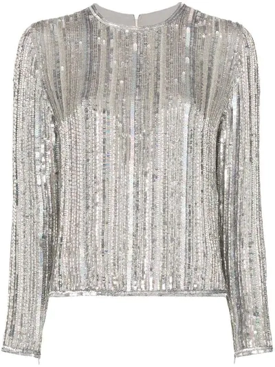 Ashish Long Sleeve Sequin Top - 银色 In 107 - Metallic