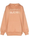 ASHISH ASHISH SEND NUDES STUDDED SLOGAN HOODIE - 大地色