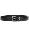 Saint Laurent Monogram Square-buckle Belt In Black