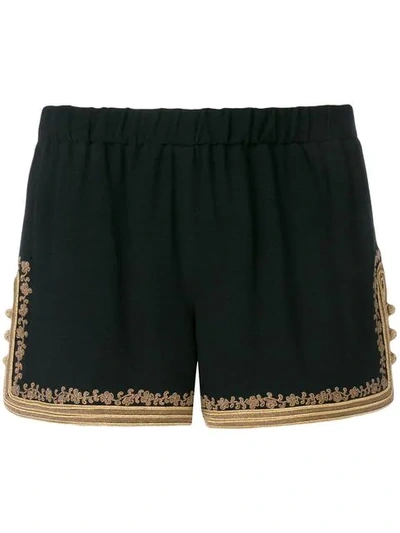 Saint Laurent Embellished Crêpe Shorts In Black