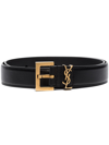 Saint Laurent Monogram Square-buckle Belt In Black