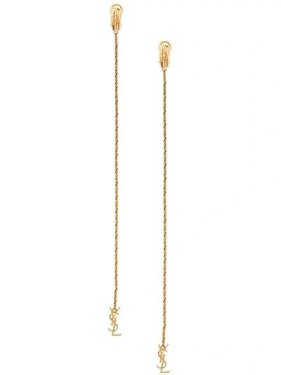 Saint Laurent Opyum Monogram Clip-on Earrings In Gold