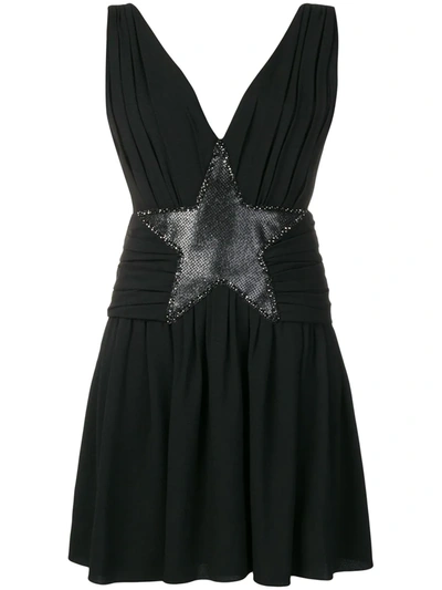 Saint Laurent Star-embellished Crepe Mini Dress In Black
