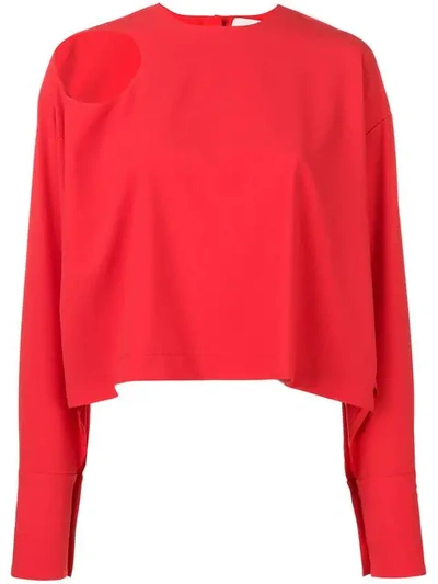 A.w.a.k.e. Shoulder Cut-out Detail Blouse In Red