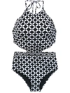 AMIR SLAMA PRINTED SWIMSUIT WITH CUT DETAILS