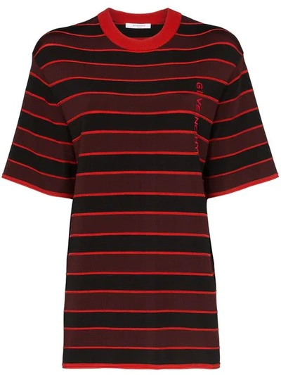 Givenchy Logo Embroidered Striped Top In Black
