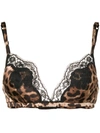 Dolce & Gabbana Leopard-print Silk-blend Triangle Bra In Brown