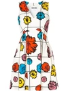 MOSCHINO FLORAL GRID PRINT MINI DRESS