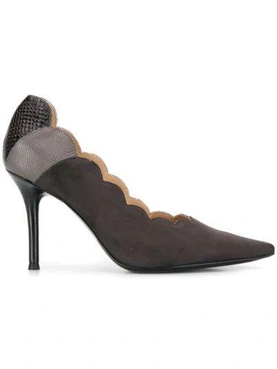 Chloé Women's Lauren Scalloped Pointed-toe Pumps In Black