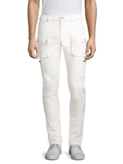 Belstaff Men's Fremont Skinny Denim Cargo Trousers In Natural White