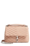 REBECCA MINKOFF EDIE QUILTED LEATHER CROSSBODY BAG - BEIGE,HH18EEQX20