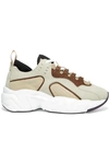 ACNE STUDIOS MANHATTAN LEATHER, SUEDE AND MESH SNEAKERS