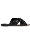 JIMMY CHOO LEILA KNOTTED LEATHER SLIDES