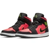 Nike Women's Air Jordan 1 Mid Se Casual Shoes, Black In Black/ Volt/ Hot Punch/ White