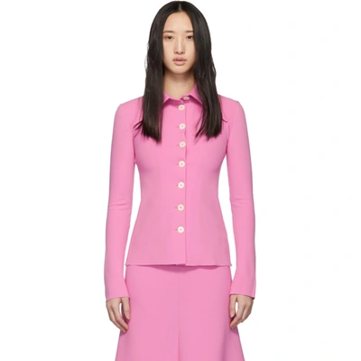 A.w.a.k.e. Oversized Pointed Collar Shirt In Pink