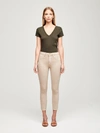 L Agence Margot Cropped Coated High-rise Skinny Jeans In Biscuit