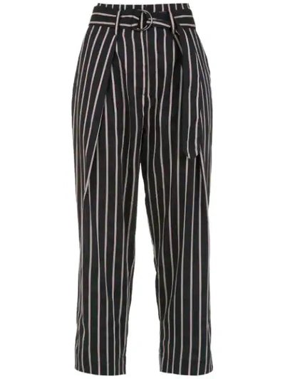 Andrea Marques Belted Striped Trousers In Blue