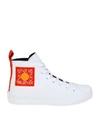 KENZO SNEAKERS K STREET IN FABRIC WHITE COLOR,10812103